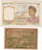 Francia-Indokína 2 klf régebbi bankjegy T:2+ Csak egyszer hajtva!