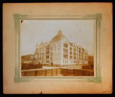 cca 1900 Budapest XIII. Pannónia utcai általános iskola és a környékbeli építkezések nagyméretű fotója 28x26 cm