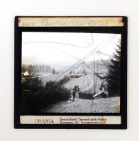 cca 1890 Predeal sínautó üveg dia pozitív / Predeai rail car Glass photo 85x85 mm