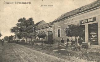 Törökbecse, Fő utca, Weisz Áron üzlete, kisdedóvoda / main street, shop, kindergarten (EK)