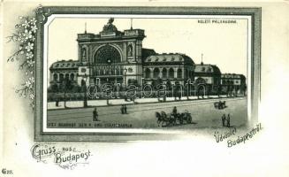 Budapest VII. Keleti pályaudvar, floral Art Nouveau litho (kis szakadás / small tear)