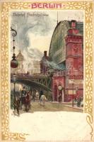Berlin, Bahnhof, Friedrichstrasse / railway station, street, Velten No. 154. Art Nouveau litho s: Kley (r)