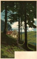 Hotel in the forest, Meissner & Buch Serie 1215. litho, Erdei panzió, Meissner & Buch Serie 1215. litho