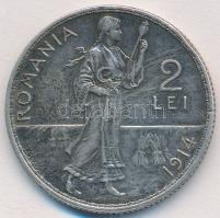 Románia 1914. 2L Ag T:2- Romania 1914. 2 Lei Ag C:VF
