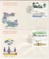 Hangzon Lake set + block 3 FDC Hangzon tó sor + blokk 3 FDC Westlicher See von Hangzhou Satz + Block...