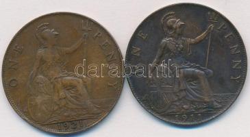 Nagy-Britannia 1911-1921. 1p Br "V. György" (2x) T:2-,3 Great Britain 1911-1921. 1 Penny Br "V. George" (2x) C:VF,F