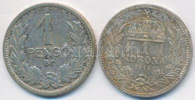1915. 1K Ag "Ferenc József" + 1927. 1P Ag T:3