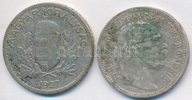1915. 1K Ag "Ferenc József" + 1927. 1P Ag T:3