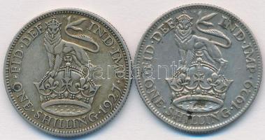 Nagy-Britannia 1927-1929. 1Sh Ag "V. György" (2x) T:2-,3 Great Britain 1927-1929. 1 Shilling Ag "George V" (2x) C:VF,F