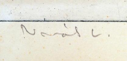 Novák Lajos (1927-1989): Halászbárkák. Rézkarc, papír, jelzett, üvegezett keretben, 29×38 cm