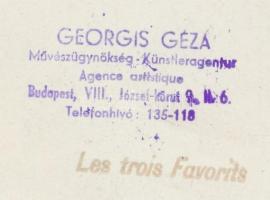 cca 1930-1940 Les Trois Favorits, akrobaták, Georgis Géza Művészügynökség, pecséttel jelzett, 17x23 ...