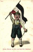 Német katonai propaganda, gyerek zászlóval, German military propaganda, child with flag
