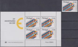 25th anniversary of European Economic Community stamp + block, 25 éves az Európai Gazdasági Közösség bélyeg + blokk