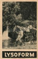 WWI military soldier with horse, Lysoform disinfectant advertisement (b)