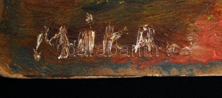 Mika jelzéssel: Templomdombon. Olaj, farost, jelzett, 21x35 cm