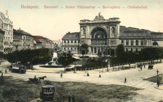 Budapest VII. Keleti Pályaudvar, villamosok; kiadja Taussig A.