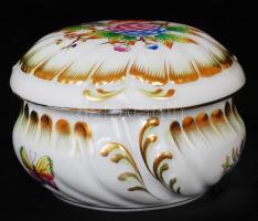 Herendi Viktória mintás bonbonier, kézzel festett, hibátlan, jelzett, d: 10 cm