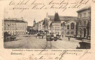 Budapest IX. Vámház körút, Hotel Nádor Szálloda, villamos, Ganz Antal kiadása (EK)