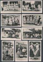 cca 1930-1940 Kalocsai népviselet, 10 db fotó, hátoldalon feliratozva, 9x5 cm