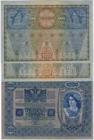 Korona tétel 1902. 1000K (3x) piros "Deutschösterreich" fny-sal T:II+ Csak egyszer hajtva,...