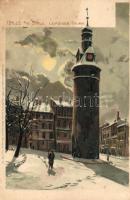 Halle an der Saale, Leipziger Thurm / tower, Künstlerpostkarte No. 2361. von Ottmar Zieher  litho s: M. Zeno Diemer (b)