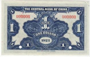 Kína/Central Bank 1923. 1$ Minta "00" T:I