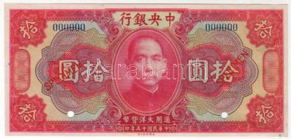 Kína/Central Bank 1926. 10$ Minta "00" T:I