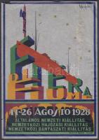 1928 Fiumei általános nemzeti, nemzetközi hajózási, nemzetközi bányászati kiállítás fóliaplakátja, 14x20 cm