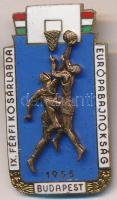 1955. "IX. Férfi Kosárlabda Európa Bajnokság - Budapest" zománcozott fém jelvény T:1-