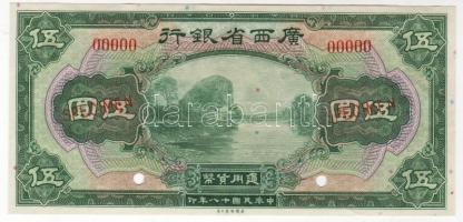 Kína/Provincial Bank of Kwangsi 1929. 5$ Minta "00" T:I