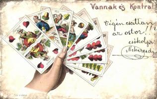 'Vannak és kontra' magyar kártyás képeslap; kiadja Ferenczi B. / Tell playing cards, litho (EK)