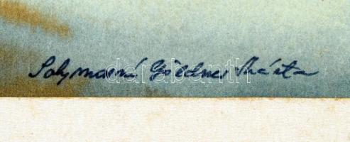 Solymosné Göldner Márta (1927-2006): Tél a Dunán. Akvarell, papír, jelzett, 33×49 cm