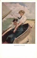 Skipper and mate, sailing couple, M. Munk Nr. 837. s: Clarence F. Underwood