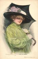 Rain or shine! Lady with umbrella, Reinthal & Newman Water Color Series No. 349. s: Clarence F. Underwood