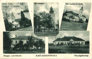 Baktalórántháza, Görög katolikus templom és paplak, Római katolikus templom, Református templom és iskola, Hangya, Főszolgabíróság, Petheő Károly kiadása (Rb)