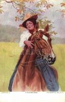 A guiding hand, lady with horse, The Knapp Co. H. Import No. 305-10., Hölgy lovon, The Knapp Co. H. Import No. 305-10.