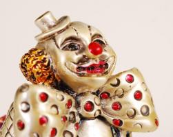 Mida'S bohóc figura, laminált ezüst (Ag.), kézzel festett, jelzett, jó állapotban, m:9 cm