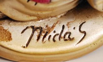 Mida'S bohóc figura, laminált ezüst (Ag.), kézzel festett, jelzett, jó állapotban, m:9 cm