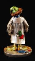 Bohóc figura, laminált ezüst (Ag.), jelzés nélkül, kézzel festett, jó állapotban, m:13 cm