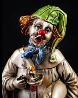 Bohóc figura, laminált ezüst (Ag.), jelzés nélkül, kézzel festett, jó állapotban, m:13 cm