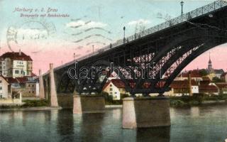 Maribor, Marburg an der Drau; Draupartie, Reichsbrücke / river, bridge (EB)