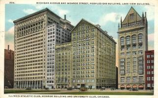 Chicago, Michigan Evanue, Monroe street, Peoples Gas Building, Lake View building, Illinois Athletic club, Monroe building, University club, automobiles (EB)