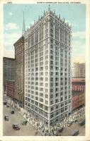 Chicago, North American Building, automobiles, tram (EB)