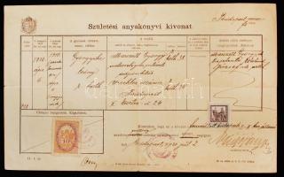 1921 Budapest 10K városi illetékbélyeg teljes okmányon