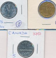 Kanada 1943. 4c Cu + 1944. 5c Ni + 1951. 5c Ni T:2 Canada 143. 5c Cu + 1944. 5c Ni + 1951. 5c Ni C:XF