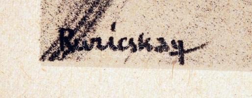 Ruzicskay György (1896-1993): Hegyek között. Algrafia, papír, jelzett az algrafián, 24×18 cm