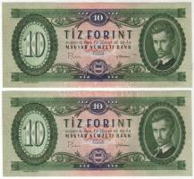1969. 10Ft (2x) egymásutáni sorszámokkal és erősen felfelé csúszott sorszámokkal T:I