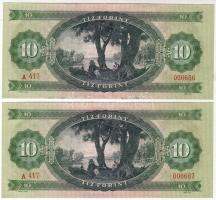 1969. 10Ft (2x) egymásutáni sorszámokkal és erősen felfelé csúszott sorszámokkal T:I