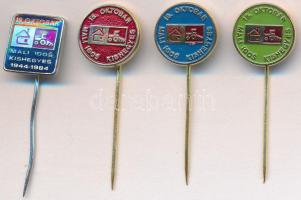 Jugoszlávia/Kishegyes DN "Mali Idos - Kishegyes Október 18." (4xklf) fém kitűzők. Szign.: Auro-Metal Subotica T:1-,2 Yugoslavia/Mali Idos ND "Mali Idos - Kishegyes 18th October" (4xdiff) metal pins. Sign.: Auro-Metal subotica C:AU,XF