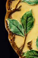 Szecessziós fali dísztányér, kézzel festett, apró mázhibákkal, jelzett, d:26 cm